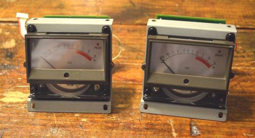 (2) VU Meters w/ Peak LED Indicator 2 Lights Circuit Board &amp; Mounting Brackets