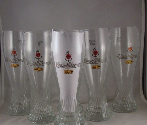 Commercial Bar Glass KONIG PILSENER CRAFT Beer .31L 10oz Fluted GERMAN SET OF 6