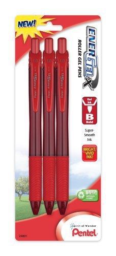 Pentel EnerGel-X Retractable Liquid Gel Pen, 1.0mm, Metal Tip, Red Ink, Pack of