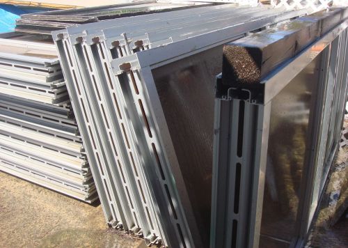Commercial-industrial lot of14 aluminum exterior glass doors/panels-heavy duty for sale