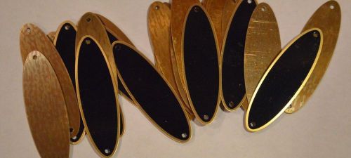 Lot of 30 oval brass name plate - new- 1x3.25 brass or black blank for sale