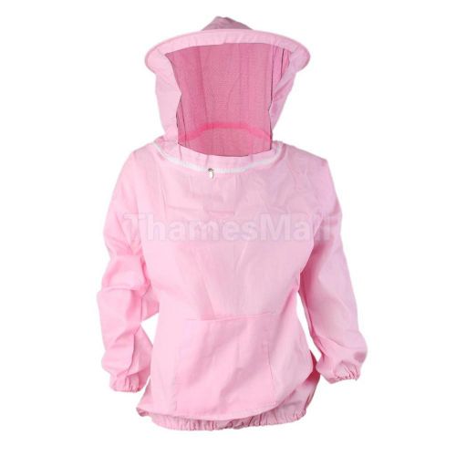 Protective Beekeeping Jacket Veil Smock Equip Hat Pull Over Sleeve Suit Pink