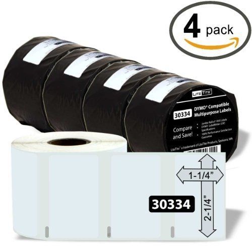 LiteTite 30334 (4 Rolls) DYMO LabelWriter (LW) Compatible Multipurpose Labels,