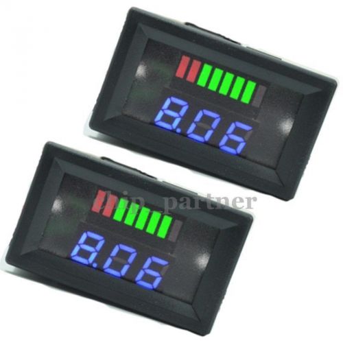 2pcs LED Indicator Battery Capacity Tester Voltmeter 12V Lead-acid Lithium