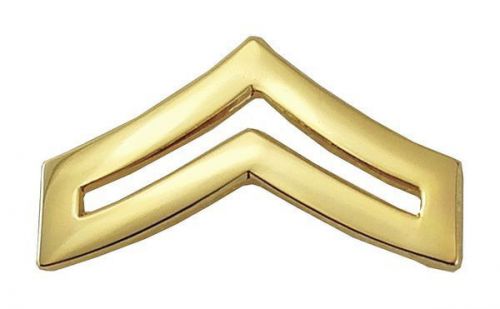 GA-REL Reg 1&#034; Metal Rank Insignia, CPL. Chevron Gold, Corporal Set of Two