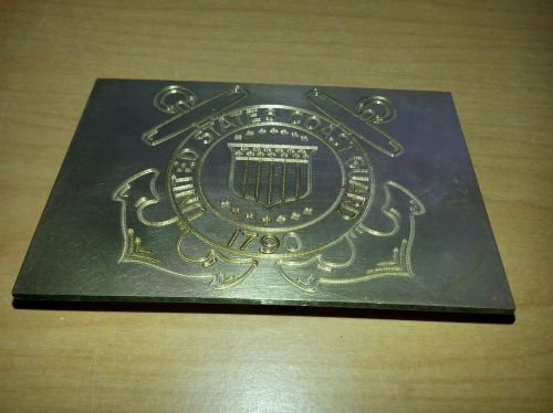 NEW HERMES ENGRAVING MACHINE COAST GUARD DESIGN PLATE 23/4&#034; TALL