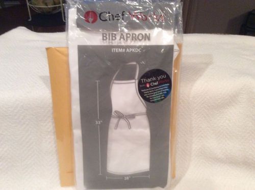 NEW CHEF WORKS BIB APRON WHITE 33&#034; X 28&#034;