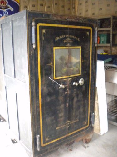 VINTAGE DIEBOLD SAFE &amp; LOCK CO UPRIGHT SAFE WITH ORIGINAL ART WORK LOCAL PICK-UP