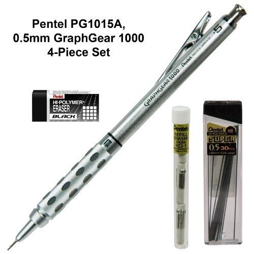 Pentel 4-piece set, pg1015a, 0.5mm graph gear 1000 automatic pencil for sale