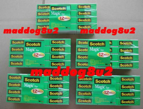 60 ROLLS * Lot Scotch Magic Tape Refill 12 Rolls/Pkg  3/4 x 1000 inches, 810 K12