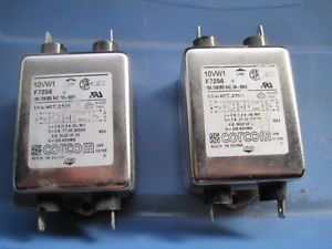 Lot 2 Corcom EMI Filter 10VW1 F7256 10A, 120/250 VAC 50-60HZ