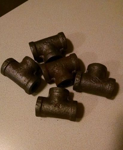 1/4&#034; Tee Black Iron Plumbing Fitting; Lot of 5 Cifunso pipe fittings