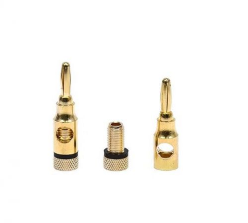 5x musical audio speaker cable wire gold-plated black banana plug connector f .m for sale