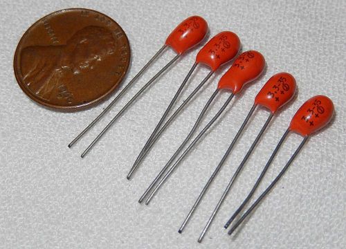 Five Sprague 196D 3.3uf 35V Tantalum Capacitors Tantalex NOS