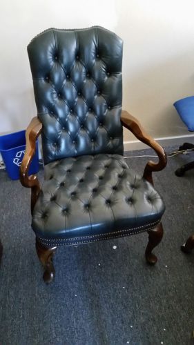 3 leather executive chairs  blue 2 client and one executice tufted for sale