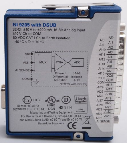 National Instruments NI 9205 Analog Input C Series Module DSUB 32 Ch. TESTED