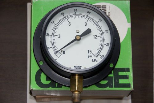 Marshalltown pressure gauge 4 1/2&#034; (0-15 psi) LC 1/4&#034;  NIB (new in box)