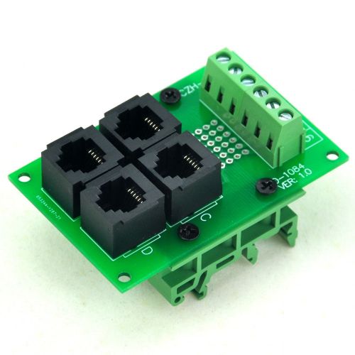 Rj11/rj12 6p6c 4-way buss board interface module with simple din rail bracket. for sale