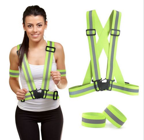 Reflective vest bands harness high visibility running walking or cycling safety for sale