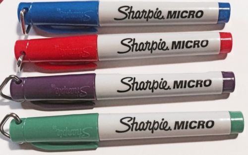Sharpie Micro Ultra Fine Point Permanent Marker. **Set Of 4* w/cap clips. RARE