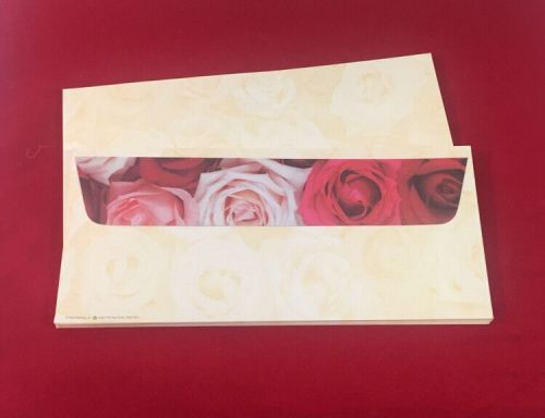 20 ROSE DECORATIVE ENVELOPES - #10 Letter Size - Decorative Fun NEW