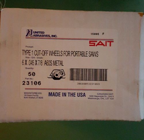 Sait 23106 6&#034; x .045 x 7/8&#034; Cut-Off Wheel Box of 50