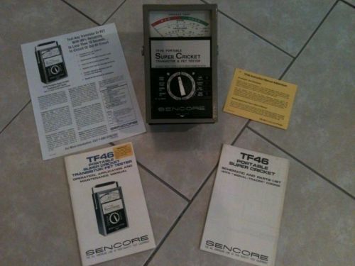 SENCORE TF46 PORTABLE &#034;SUPER CRICKET&#034; TRANSISTOR/FET TESTER,+ MANUAL &amp; SCHEMATIC