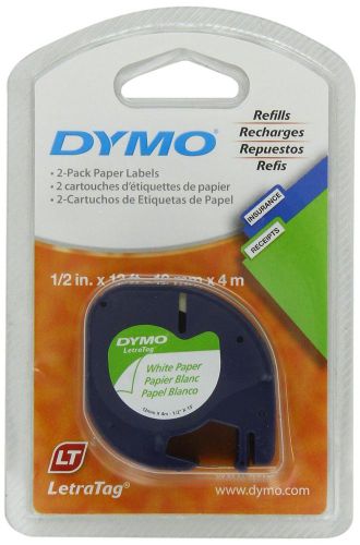 Dymo 10697 self-adhesive paper tape for letratag label makers 1/2-inch white ... for sale