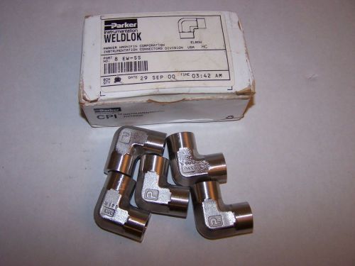 PARKER  8-EW-SS WELD-LOK 90 DEGREE ELBOW 1/2&#034; TUBE OD STAINLESS NEW LOT OF 5