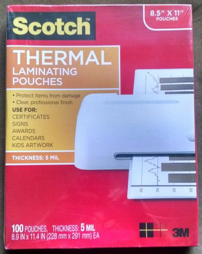 Scotch Brand Thermal laminating pouches 8.5 x 11  100 count package