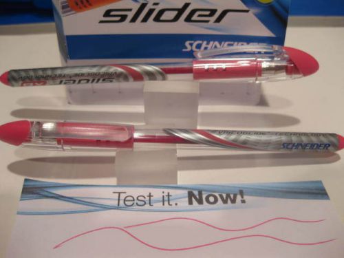 2 SCHNEIDER SLIDER VISCOGLIDE RED PENS-SMOOTH WRITING,QUICK DRYING-FINE .5MM