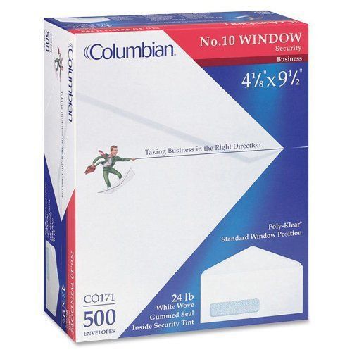 Columbian CO171 (#10) 4-1/8x9-1/2-Inch Poly-Klear Left Window Security Tinted Wh