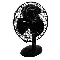 Impress 12 Inch 3 Speed Oscillating Table Fan- Black