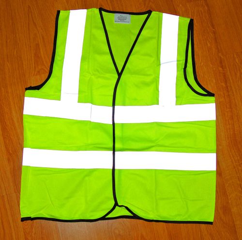 REFLECTIVE SAFETY VEST CLASS 2 HI-VIZ YELLOW CLASS II SIZE LARGE velcro closure