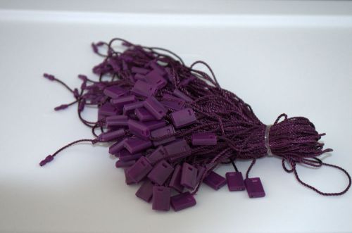 7&#034; 100 Pcs PURPLE Hang Tag Nylon String FLAT HEAD Snap Lock Pin Loop Fastener