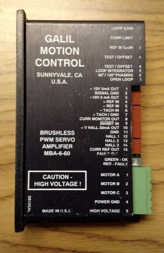 Galil Motion Control, Brushless PWM Servo Amp. MBA-6-60   B12A6B-GAL