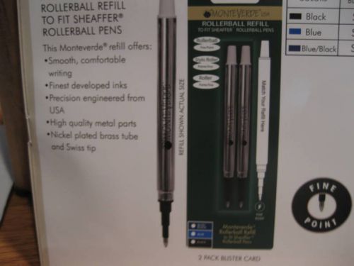 2 MONTEVERDE FINE BLACK ROLLERBALL REFILLS-FIT SHEAFFER