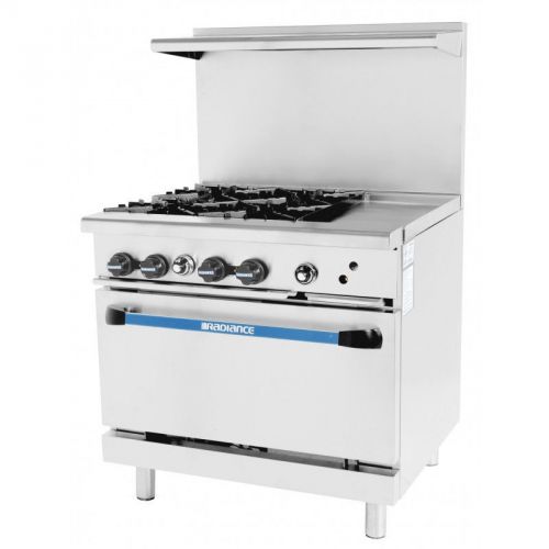 Radiance targ-4b12g commercial 4 burner range with 12&#034; griddle natural gas for sale