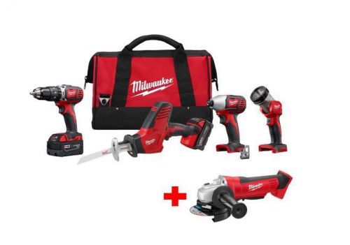 Milwaukee Cordless Power Tool Combo Kit Set Drill Driver Hammer Saw 5 Piece 18v