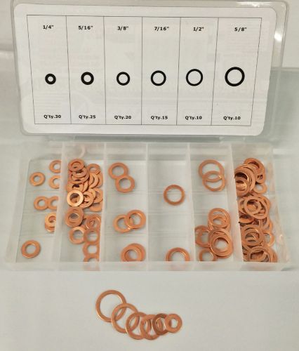 110pc Copper Washer Assortment Flat Ring Oil Brake Line SAE