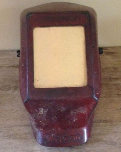 Vintage red jackson welding helmet with gold filter lens steampunk costume for sale