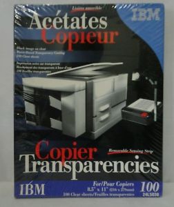 IBM 100 Copier Transparencies 8.5&#034; x 11&#034;(216mm x 279mm). Removable Sensing Strip