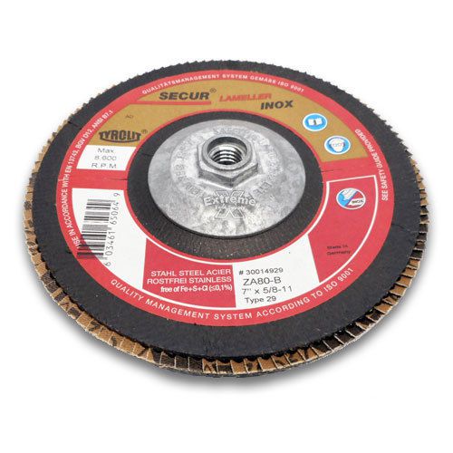 Tyrolit Premium Zirconia Flap Disc 7&#034; x 5/8-11 Type-29 ZA80 Grit