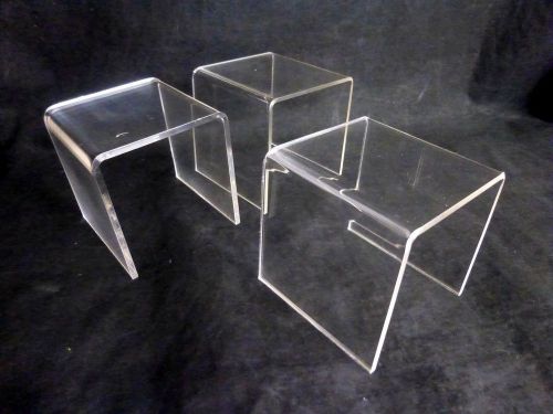 Lot of 3,  4 x 4 x 4 (W x D x H) Clear Square Acrylic Display Risers Jewelry