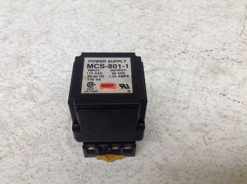 Warner Electric MCS-801-1 Power Supply 115 VAC Input MCS8011