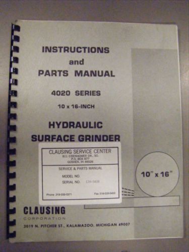 Instruction &amp; parts manual for 10x16 hydraulic grinder for sale