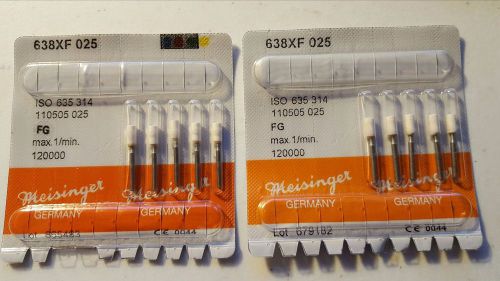 10 MEISINGER FRICTION GRIP CARBIDE DENTAL BURS FG WHITE  - GERMANY - NEW