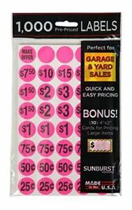 Sunburst Systems 7035 Priced Garage Sale Stickers 1000 Count Pre-Printed Labe...
