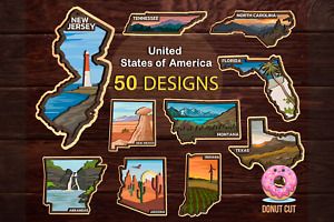 50 American States Bundle SVG Laser cut files for Glowforge, Cricut, Multi-layer