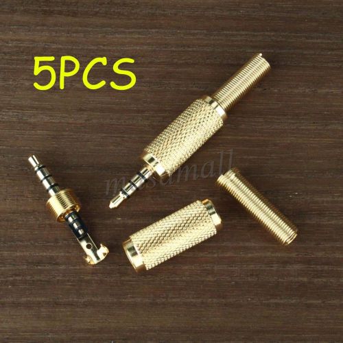 5PCS Gold 3.5mm 4 Pole Male Repair headphone Jack Plug Metal Audio Solder Spring